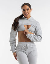 Cropped High Cut Hoodie - Micro Grey