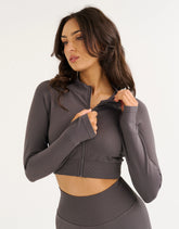 Arise Essential Zip-Up Long Sleeve - Slate Grey