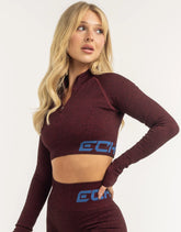 Arise Comfort Zip Long Sleeve - Magenta Marl